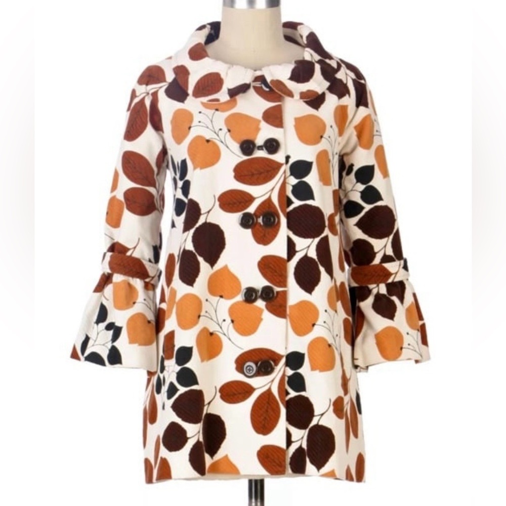 Anthropologie Elevenses changing colors fall leaf swing coat jacket 6 brown gold - Picture 2 of 16